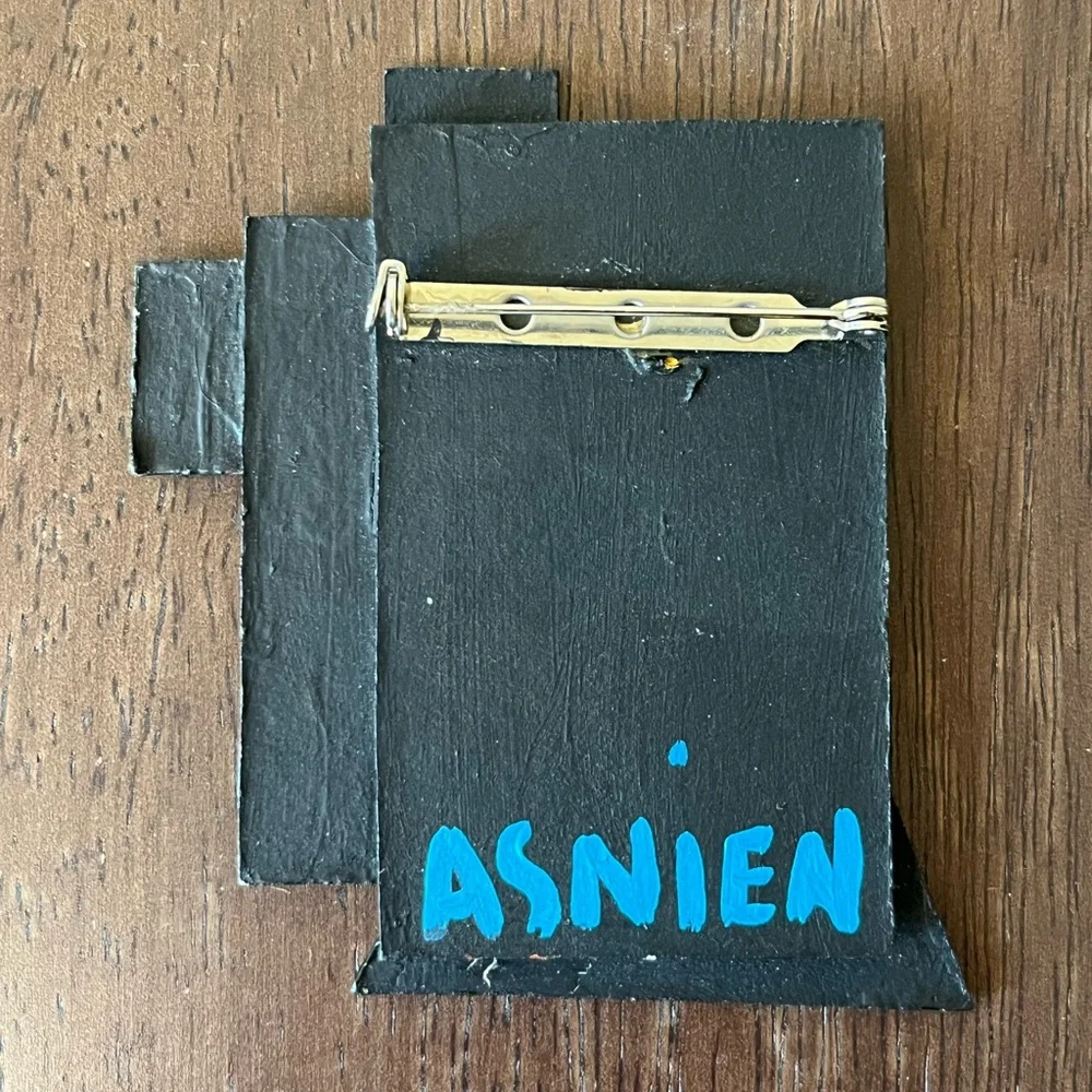 ❌SOLD❌Abstract Face Multicolor Geometric Brooch signed Asnien - Picture 5 of 5